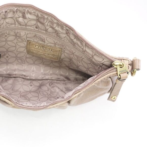 FOSSIL Brown Leather Handbag with Gold Chain Strap - Picture 8 of 9